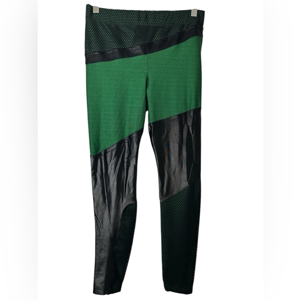 Koral Activewear Deuces Shantung High Rise Fish Net Panel Work Out Leggings